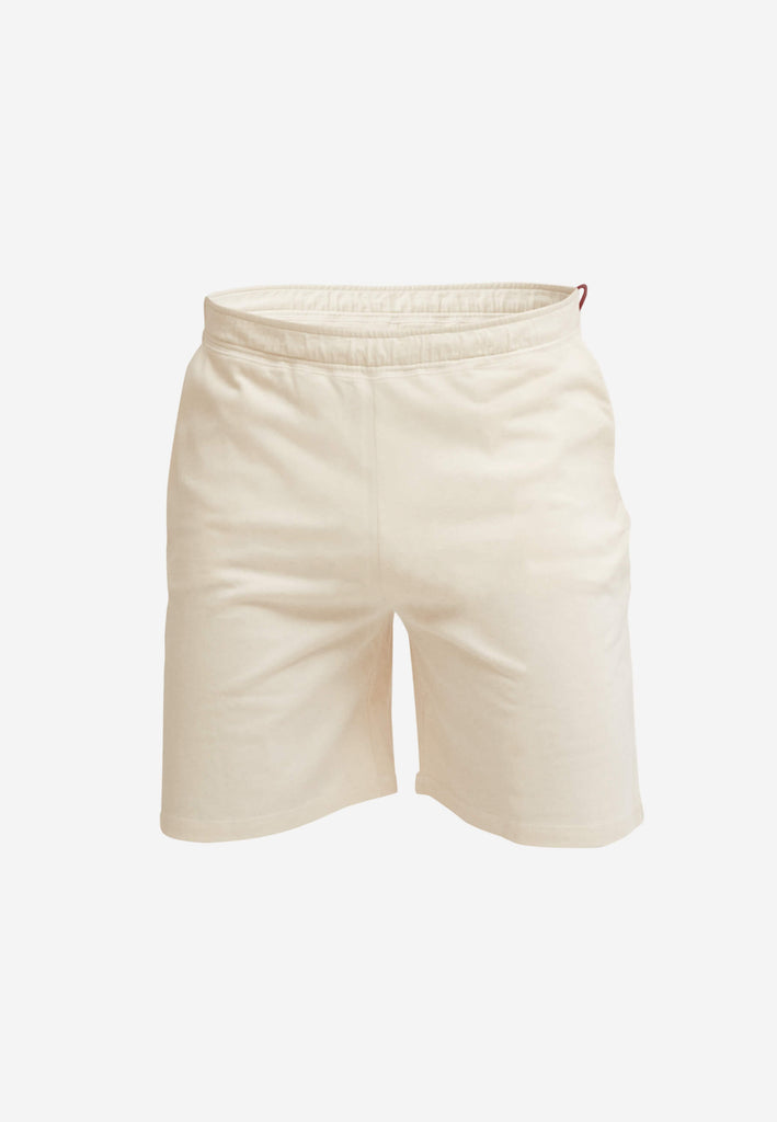 Kurze Pyjama Shorts in der Farbe „moon white“ für Herren mit seitlichen Eingrifftaschen.